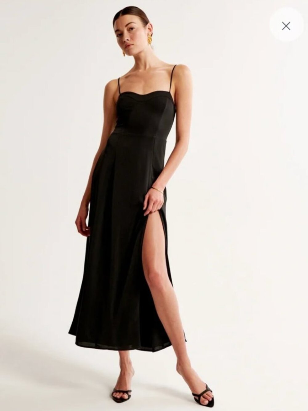 Abercrombie & Fitch Camille Satin Slip Midi Dress White Slit M